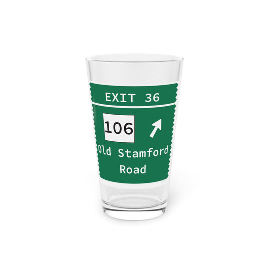 Vintage Merritt Parkway Exit 36 Sign Pint Glass, 16oz