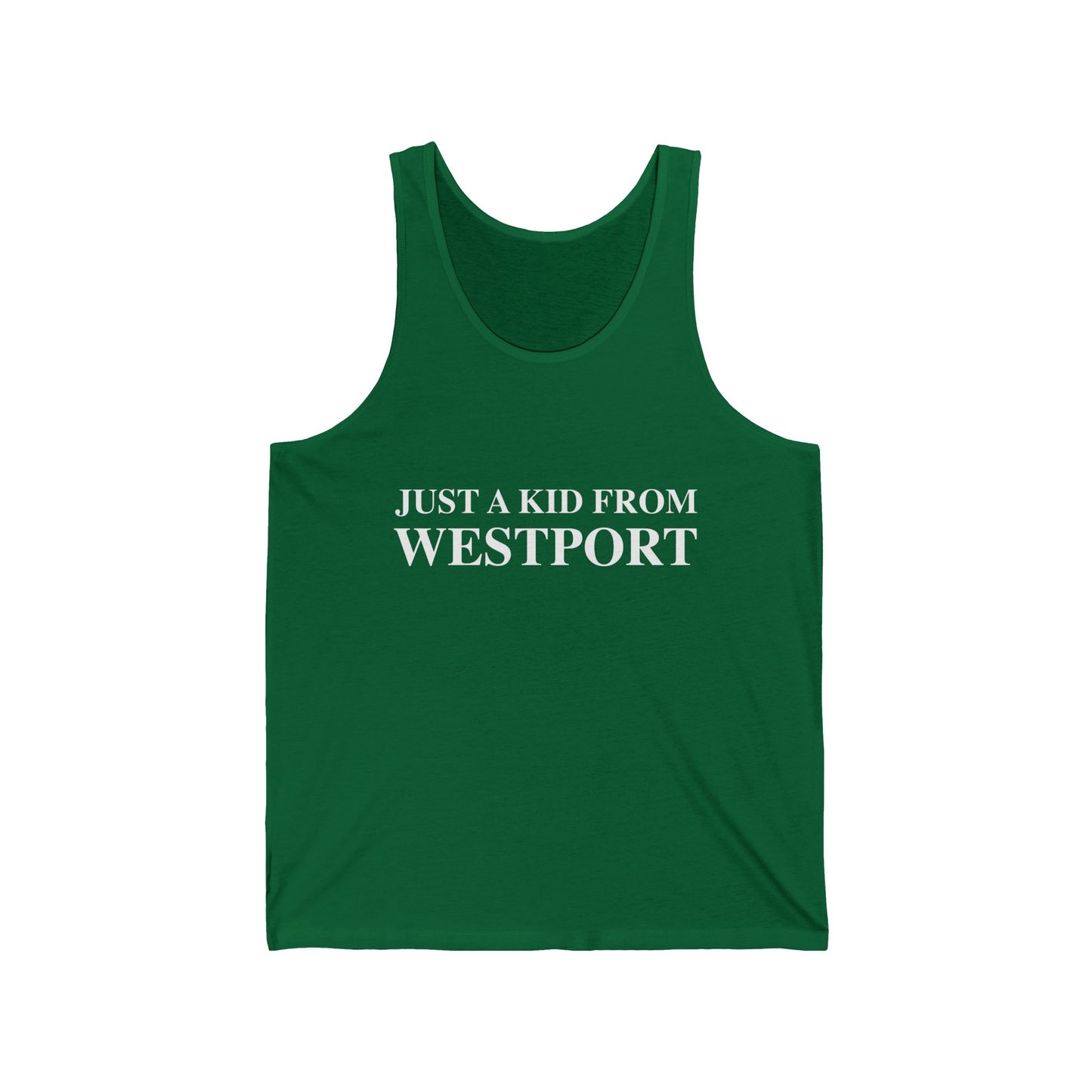 Just a kid from Westport  Unisex Jersey Tank Top