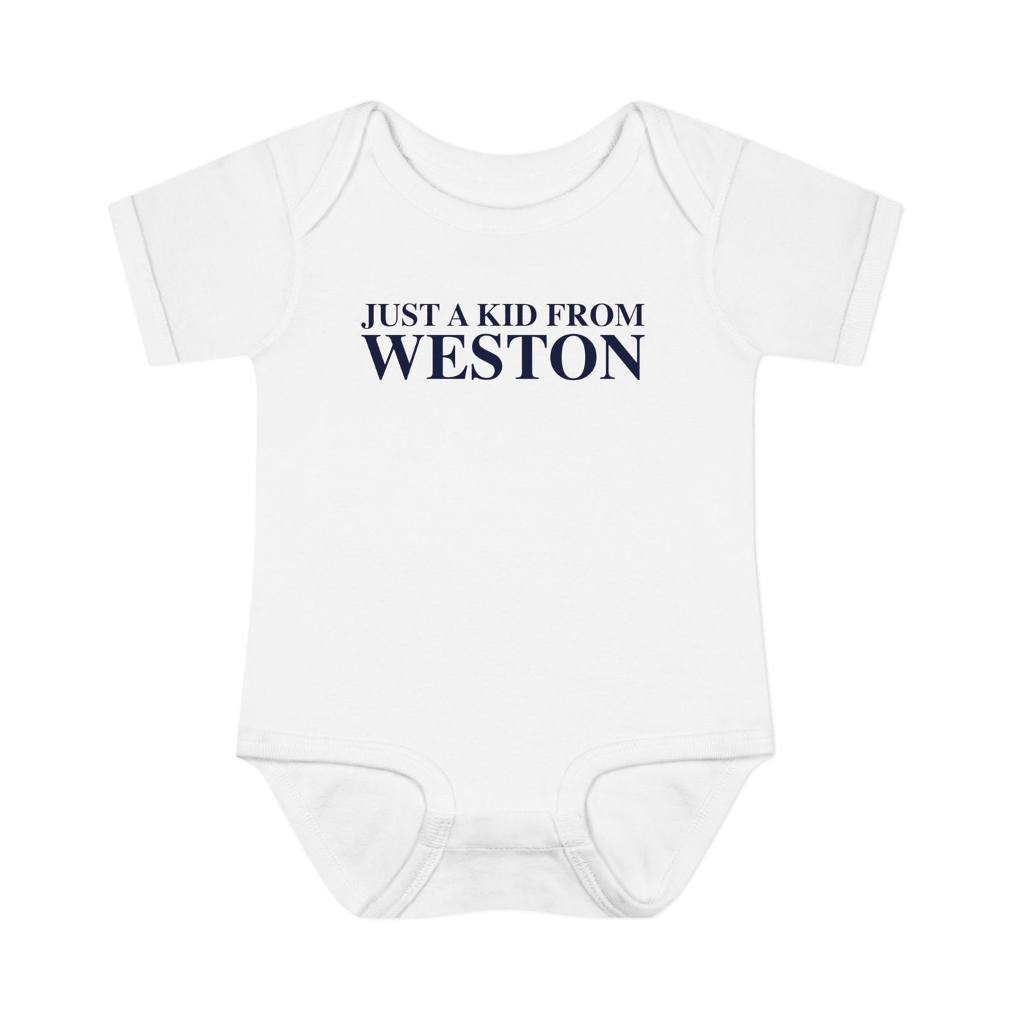 Just a kid from Weston Infant Baby Rib Bodysuit