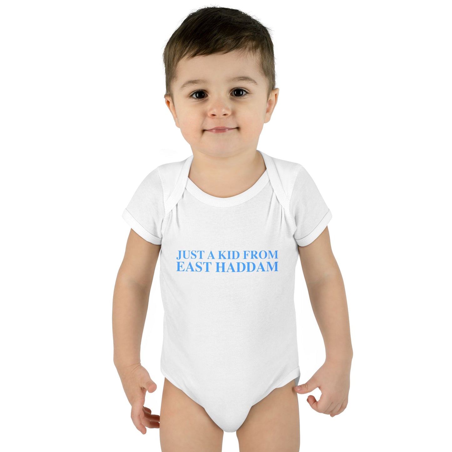 Just a kid from East Haddam Infant Baby Rib Bodysuit