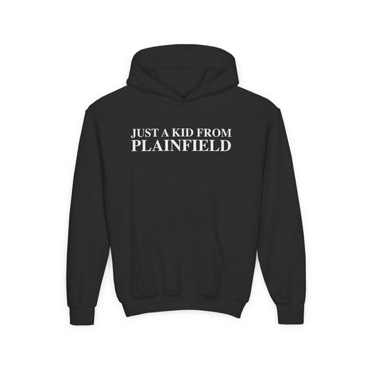 Just a kid from Plainfield Youth Heavy Blend Hooded Sweatshirt