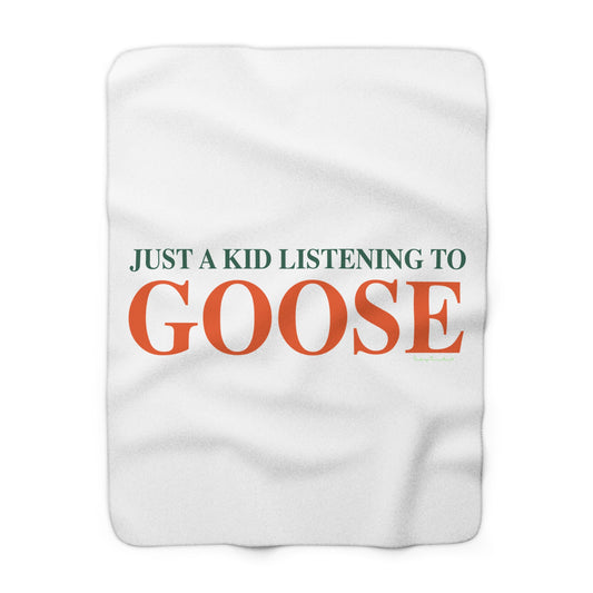 Just a kid listening to Goose - Orange & Green Sherpa Fleece Blanket
