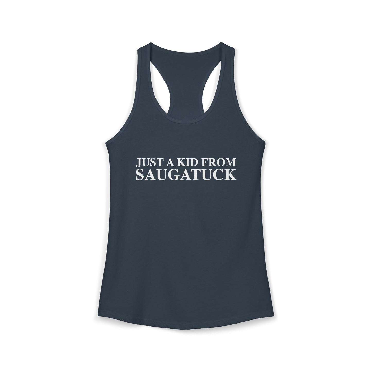 Just a kid from Saugatuck Women's Ideal Racerback Tank Top