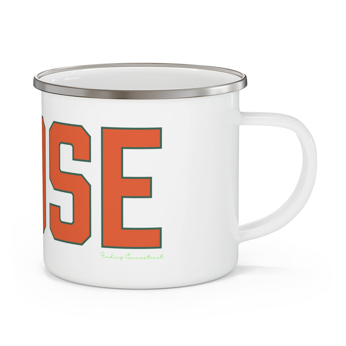 Goose Zip Code Orange & Green Enamel Camping Mug