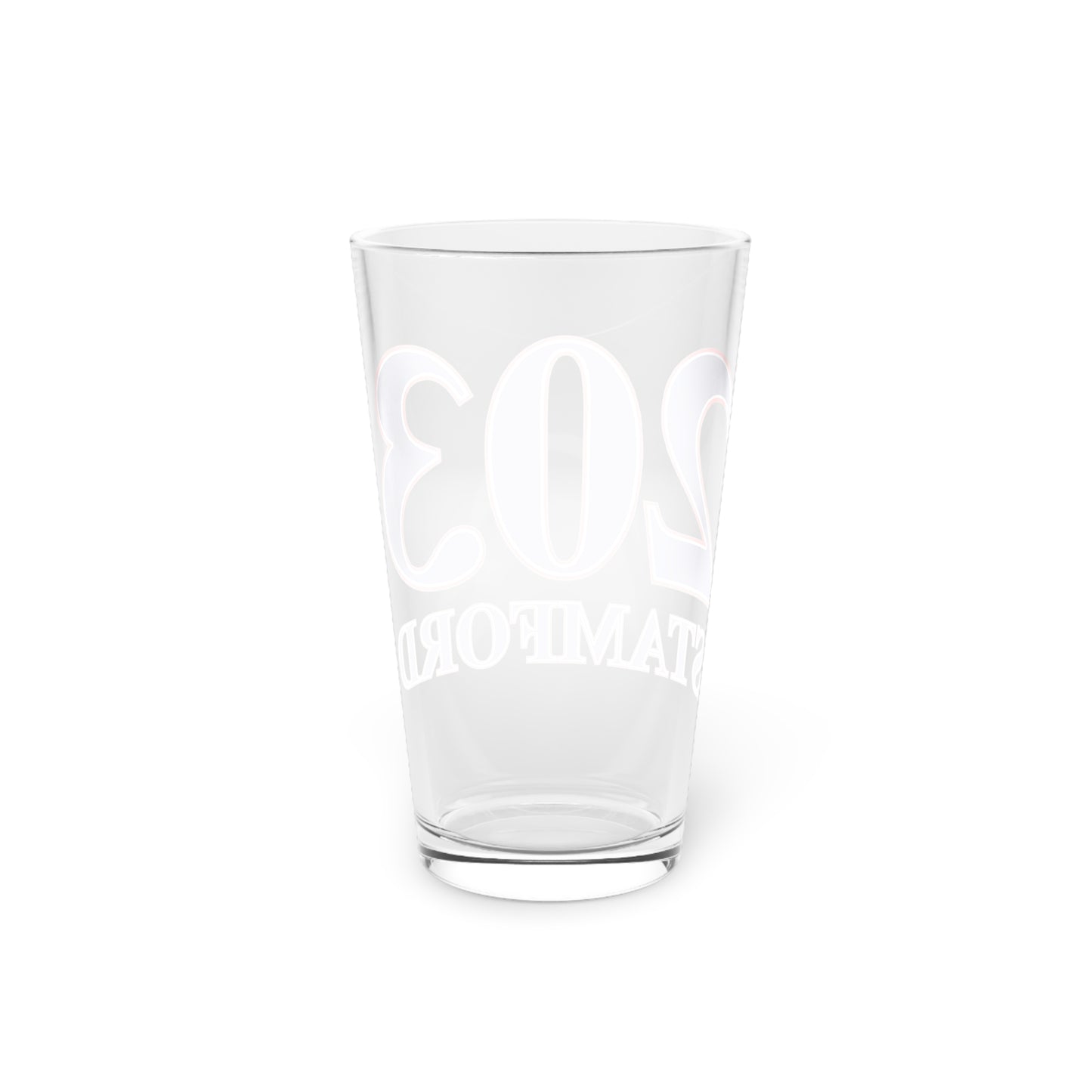 203 Stamford Red, White & Blue Pint Glass, 16oz