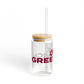 Love Greenwich Glass Can with Straw and Lid, 16oz