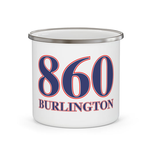 860 Burlington Red, White & Blue Enamel Camping Mug