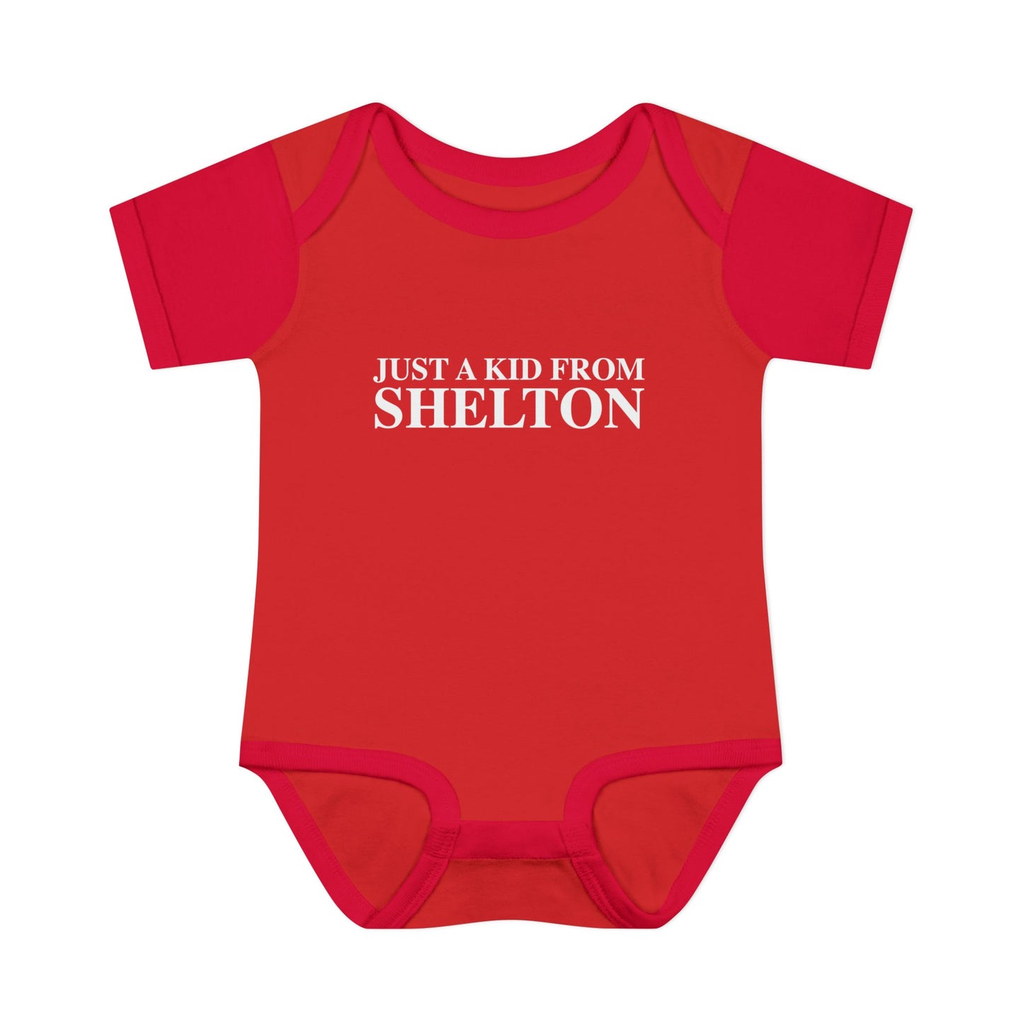 Just a kid from Shelton Infant Baby Rib Bodysuit