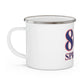 860 Sprague Red, White & Blue Enamel Camping Mug