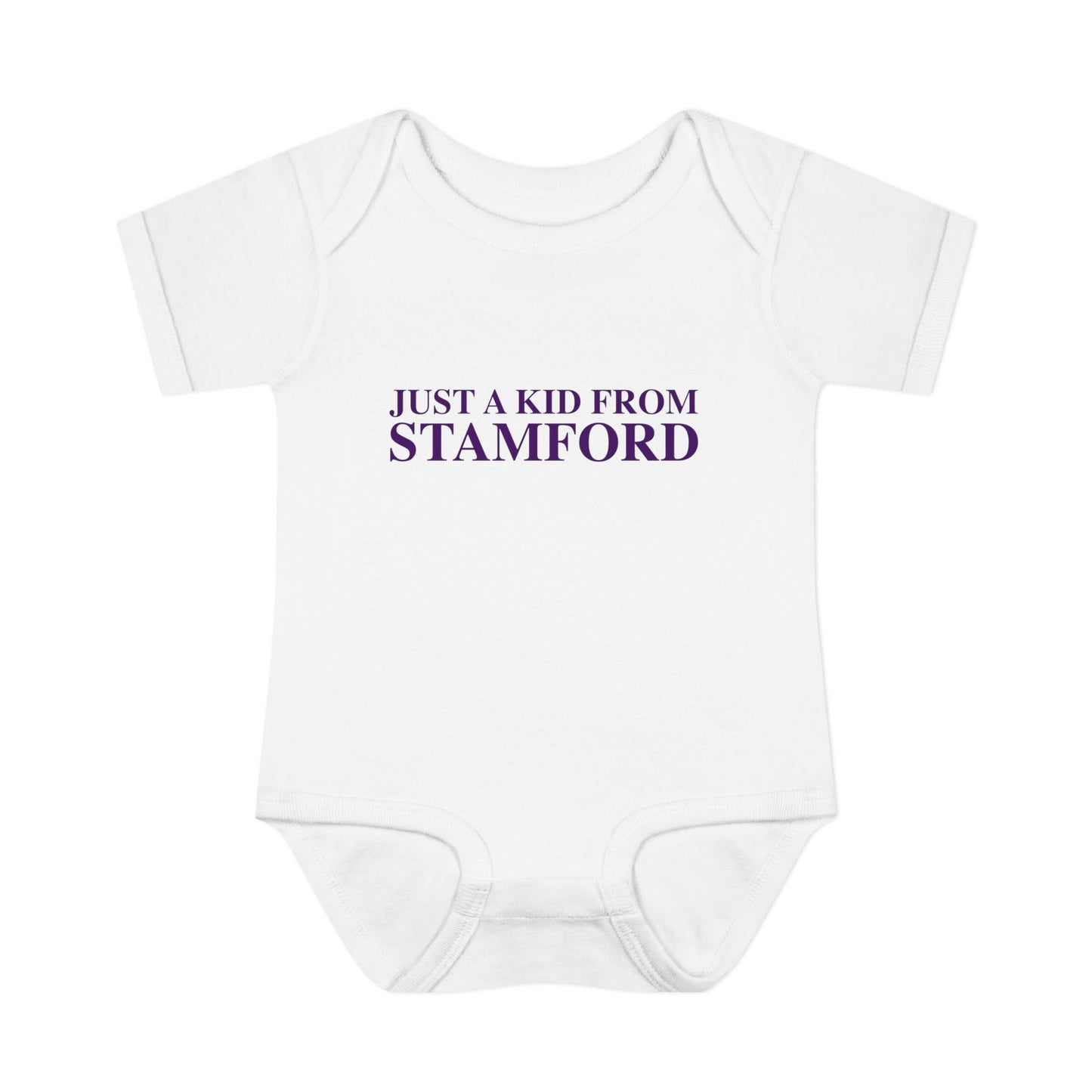 Just a kid from Stamford Infant Baby Rib Bodysuit