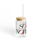 41 Tilt South Norwalk Glass Can with Straw and Lid, 16oz