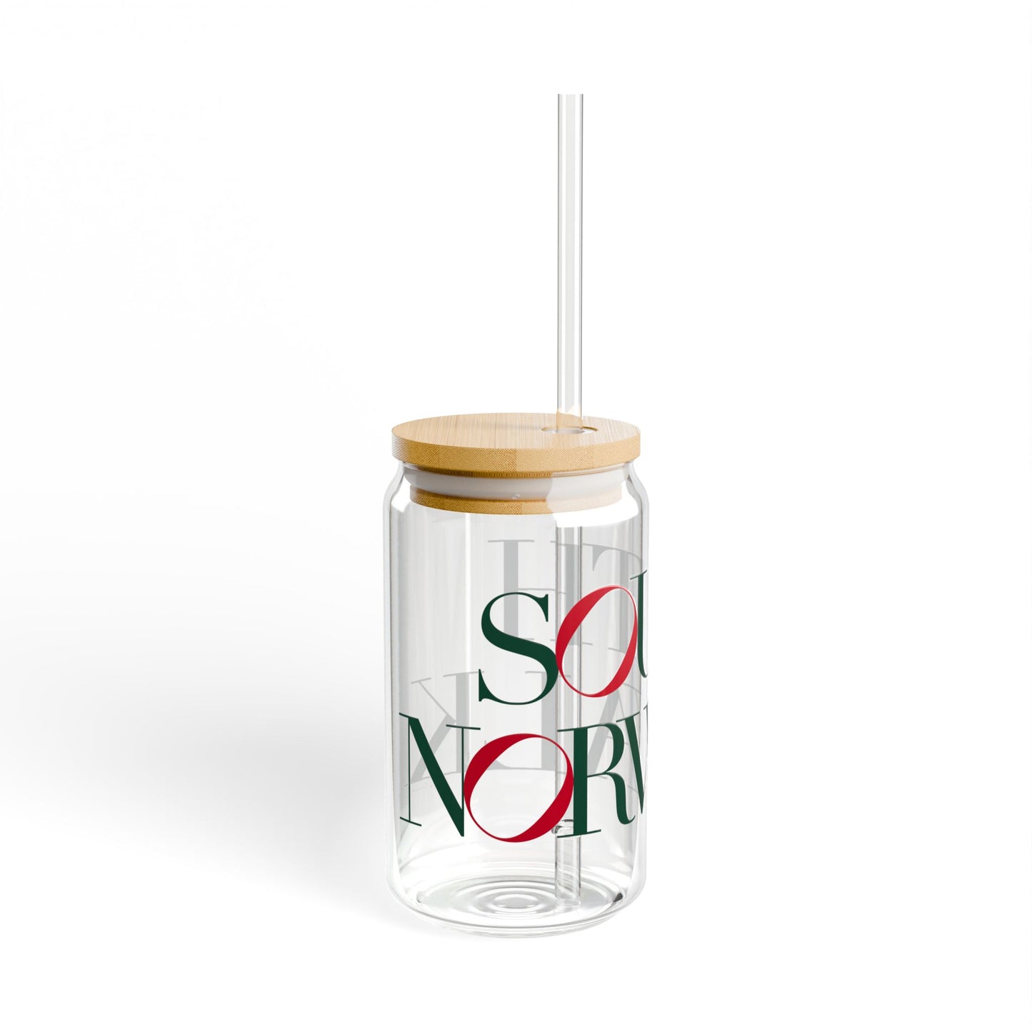 41 Tilt South Norwalk Glass Can with Straw and Lid, 16oz