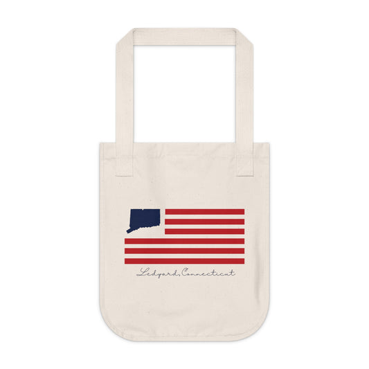 Ledyard Connecticut Flag Organic Canvas Tote Bag