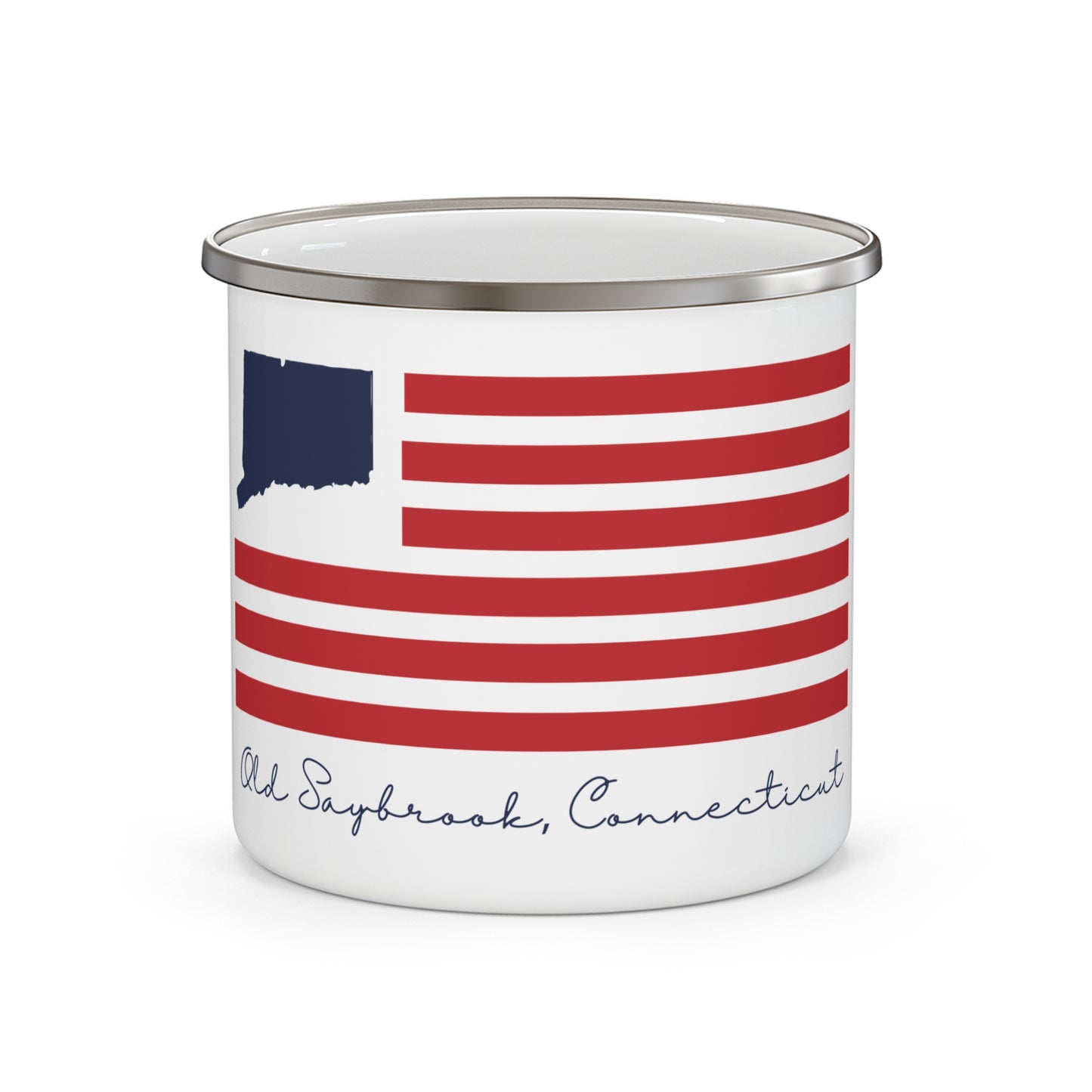 Old Saybrook Connecticut Flag Enamel Camping Mug