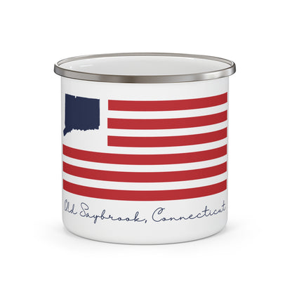 Old Saybrook Connecticut Flag Enamel Camping Mug
