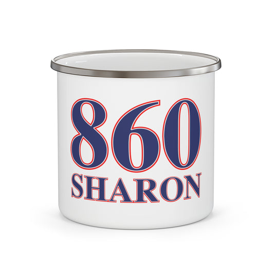 Sharon Red, White & Blue Enamel Camping Mug