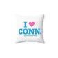 I Heart CONN. Spun Polyester Square Pillow