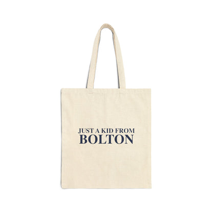 Just a kid from Bolton Cotton Canvas Tote Bag