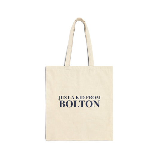 Just a kid from Bolton Cotton Canvas Tote Bag