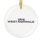 Love West Norwalk Glass Ornaments