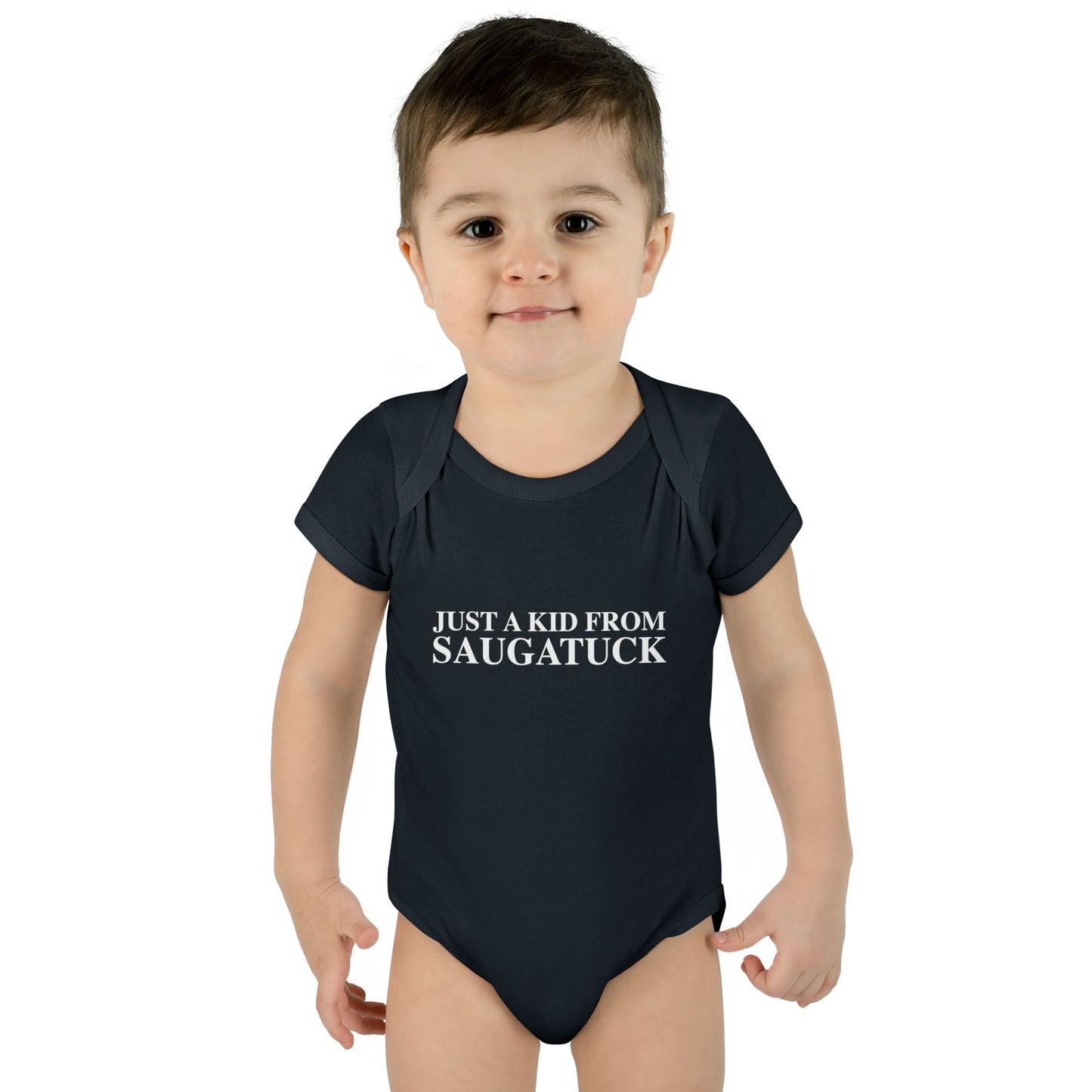 Just a kid from Saugatuck Infant Baby Rib Bodysuit