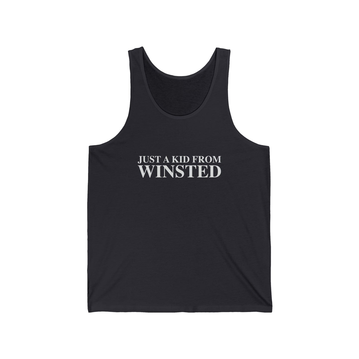 Just a kid from Winsted Unisex Jersey Tank Top