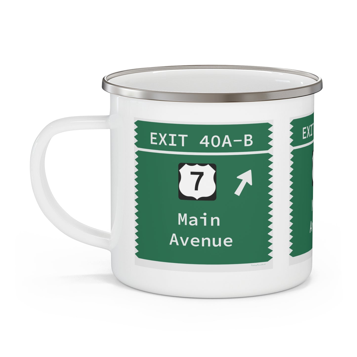 Vintage Merritt Parkway Exit 40 A-B Sign Enamel Camping Mug