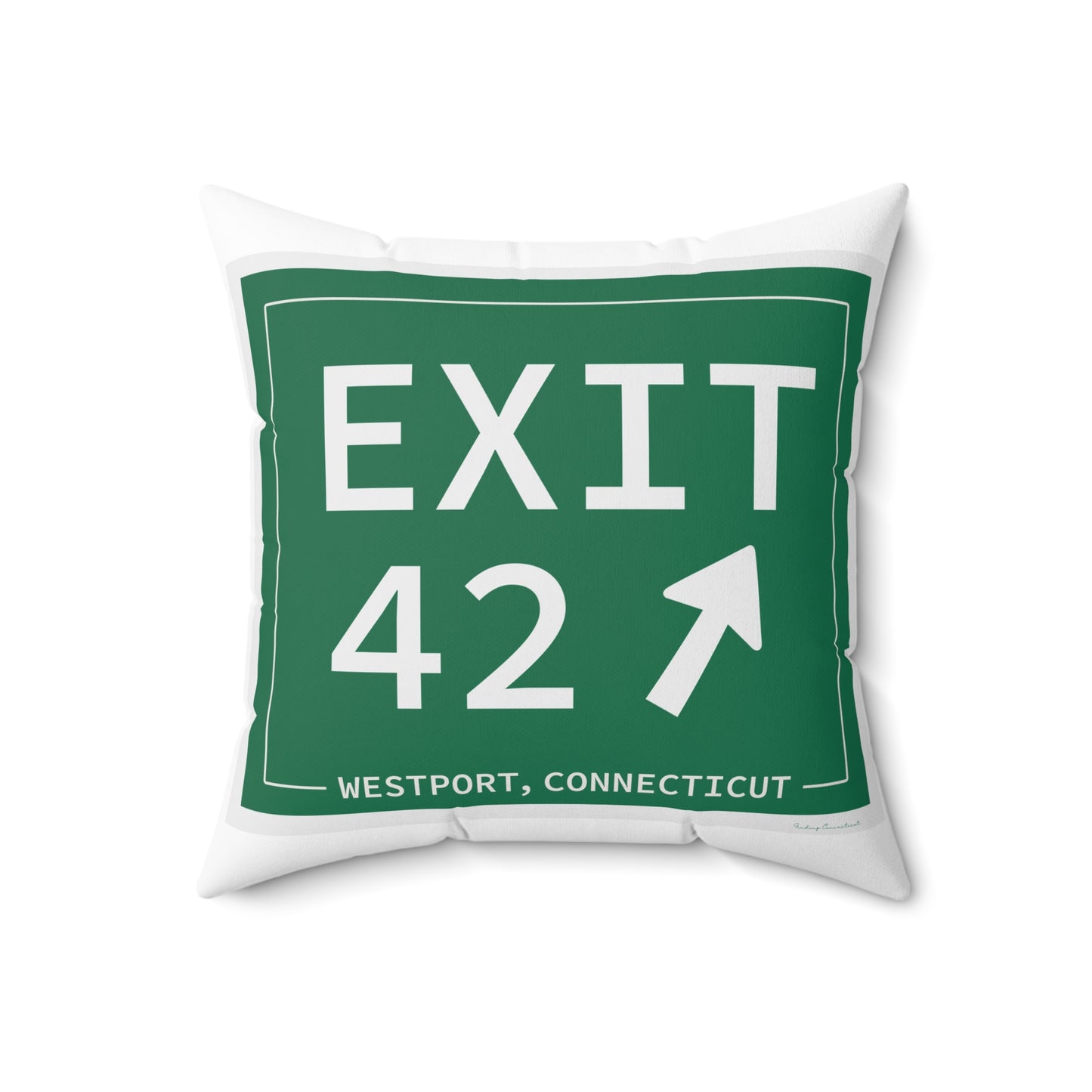 Vintage Exit 42 Merritt Parkway Sign Spun Polyester Square Pillow