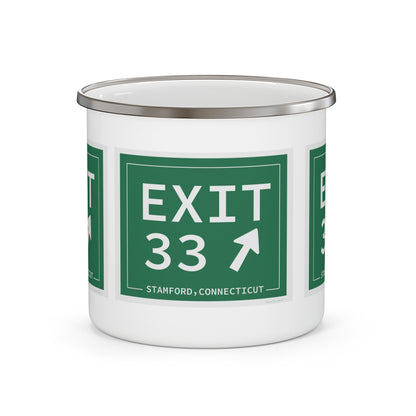 Vintage Exit 33 Merritt Parkway Sign Enamel Camping Mug