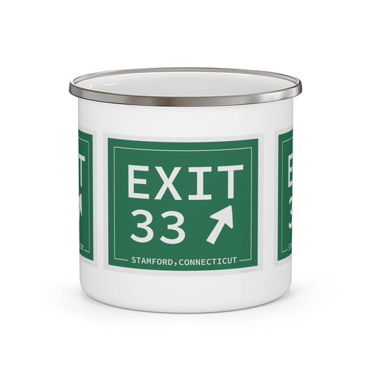Vintage Exit 33 Merritt Parkway Sign Enamel Camping Mug