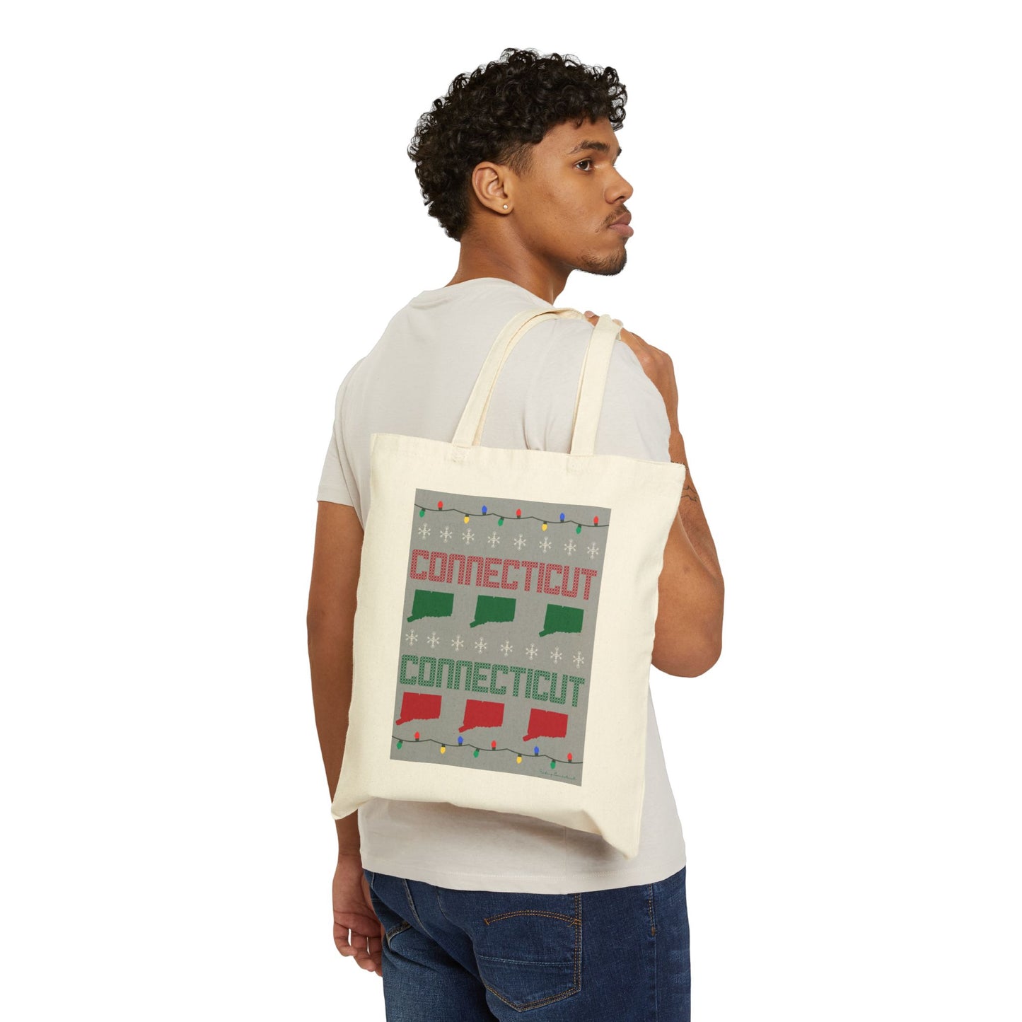 Connecticut Ugly Holiday Cotton Canvas Tote Bag