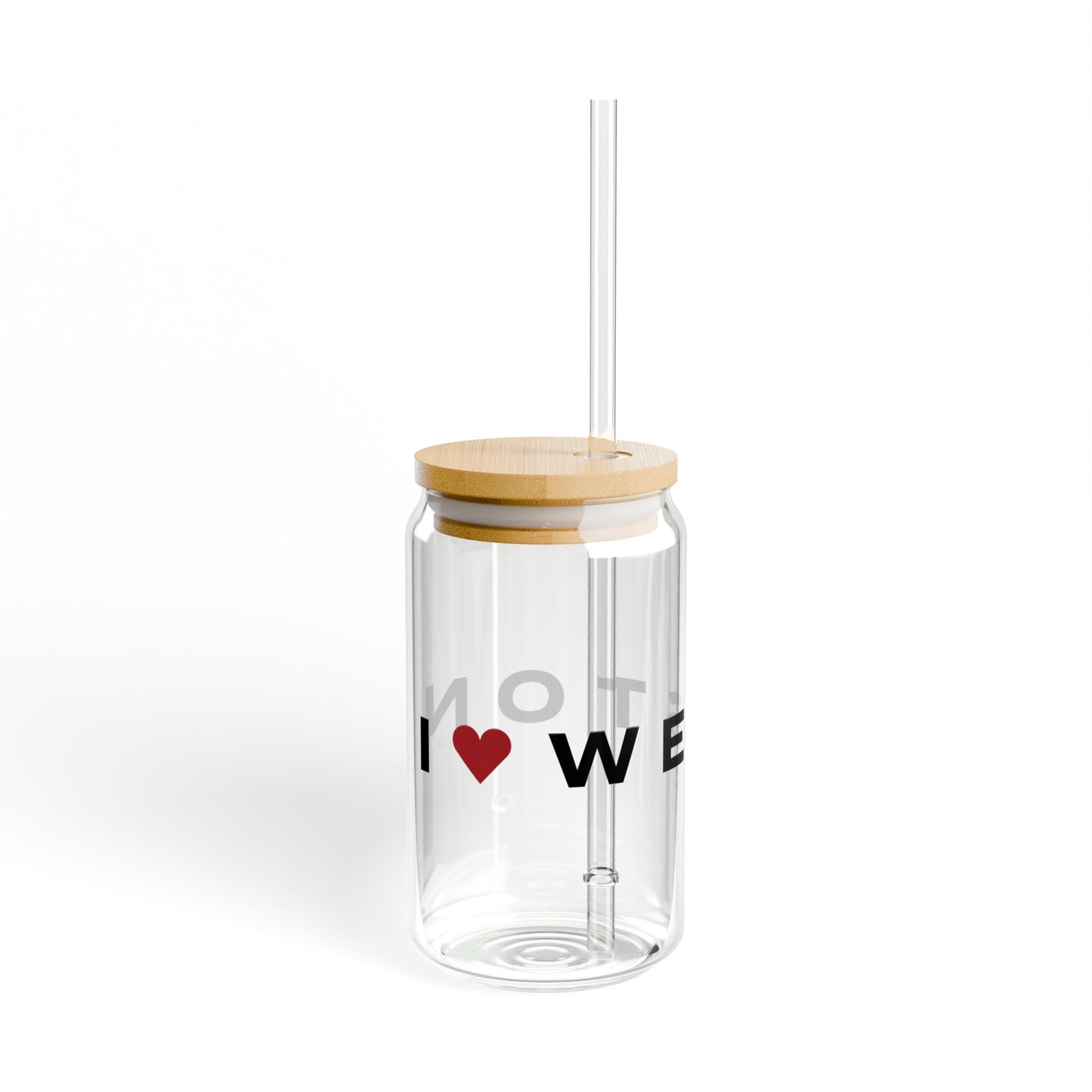Weston Vision Glass Can with Straw and Lid, 16oz