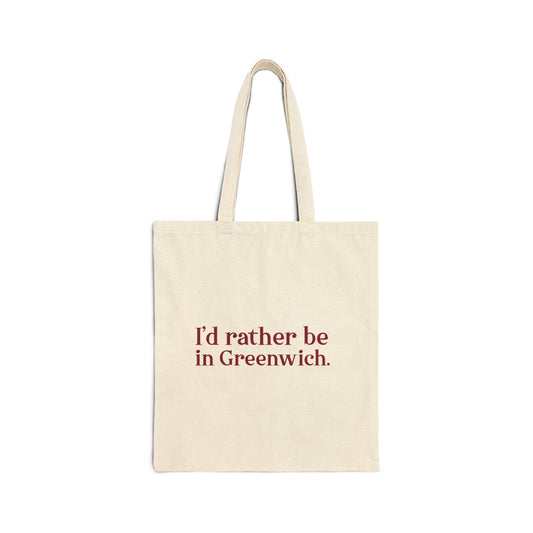 I’d rather be in Greenwich Cotton Canvas Tote Bag