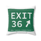 Vintage Exit 36 Merritt Parkway Sign Spun Polyester Square Pillow