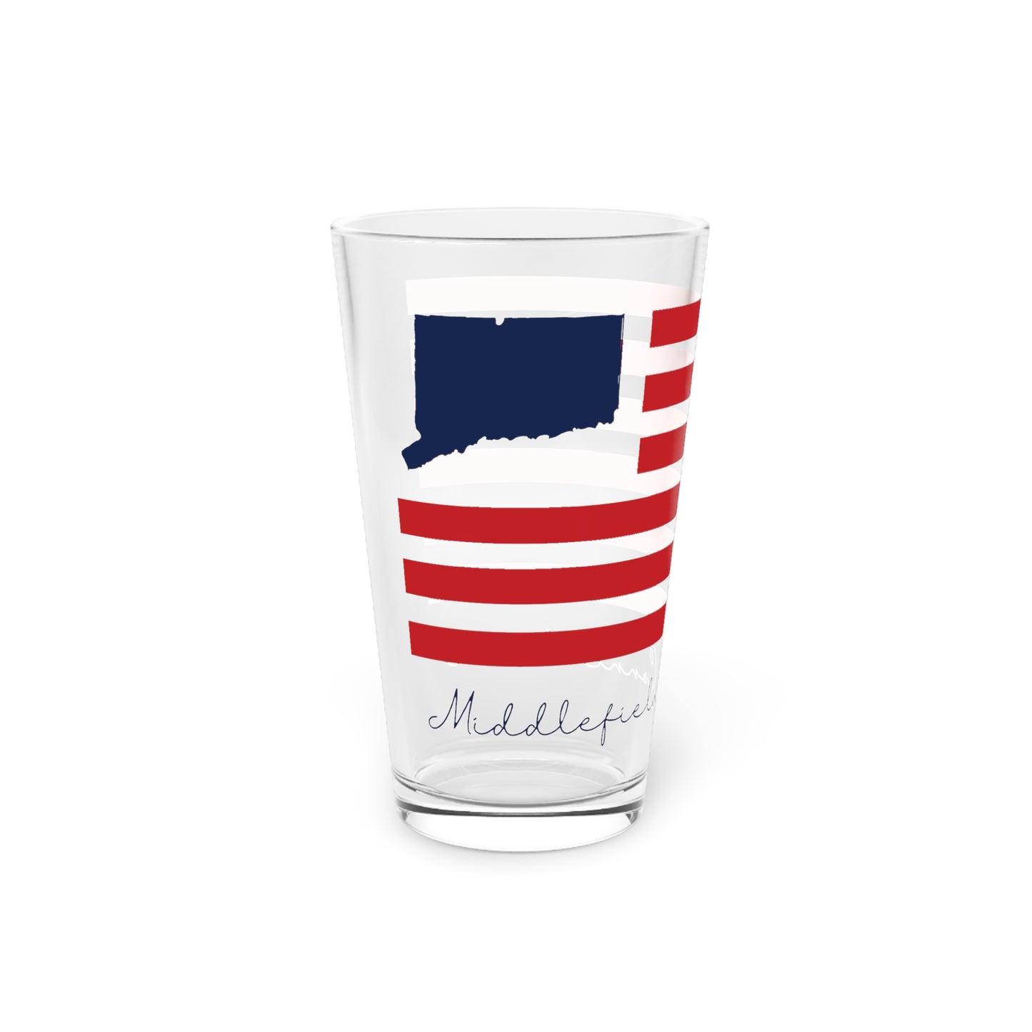 Middlefield Connecticut Flag Pint Glass, 16oz
