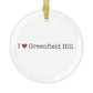 I Heart Greenfield Hill. Glass Ornaments