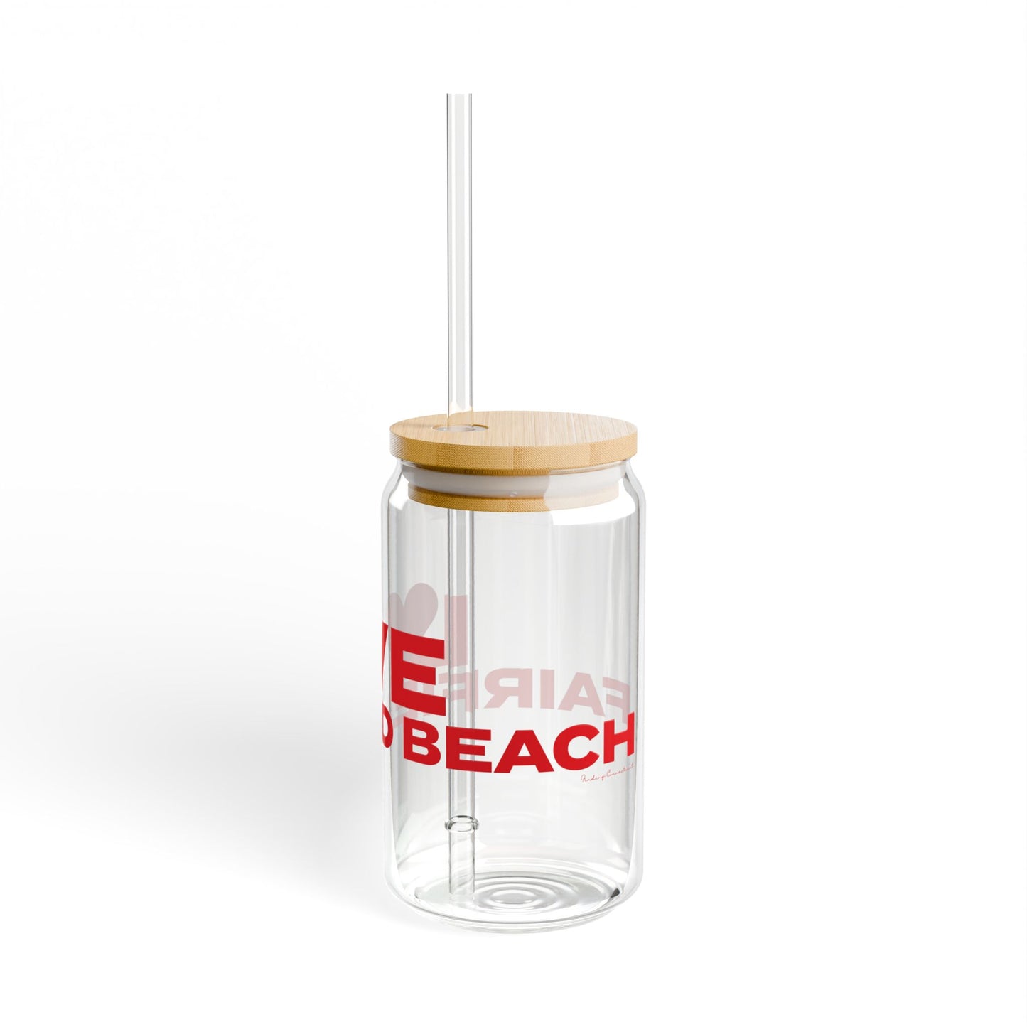 Love Fairfield Beach Glass Can with Straw and Lid, 16oz