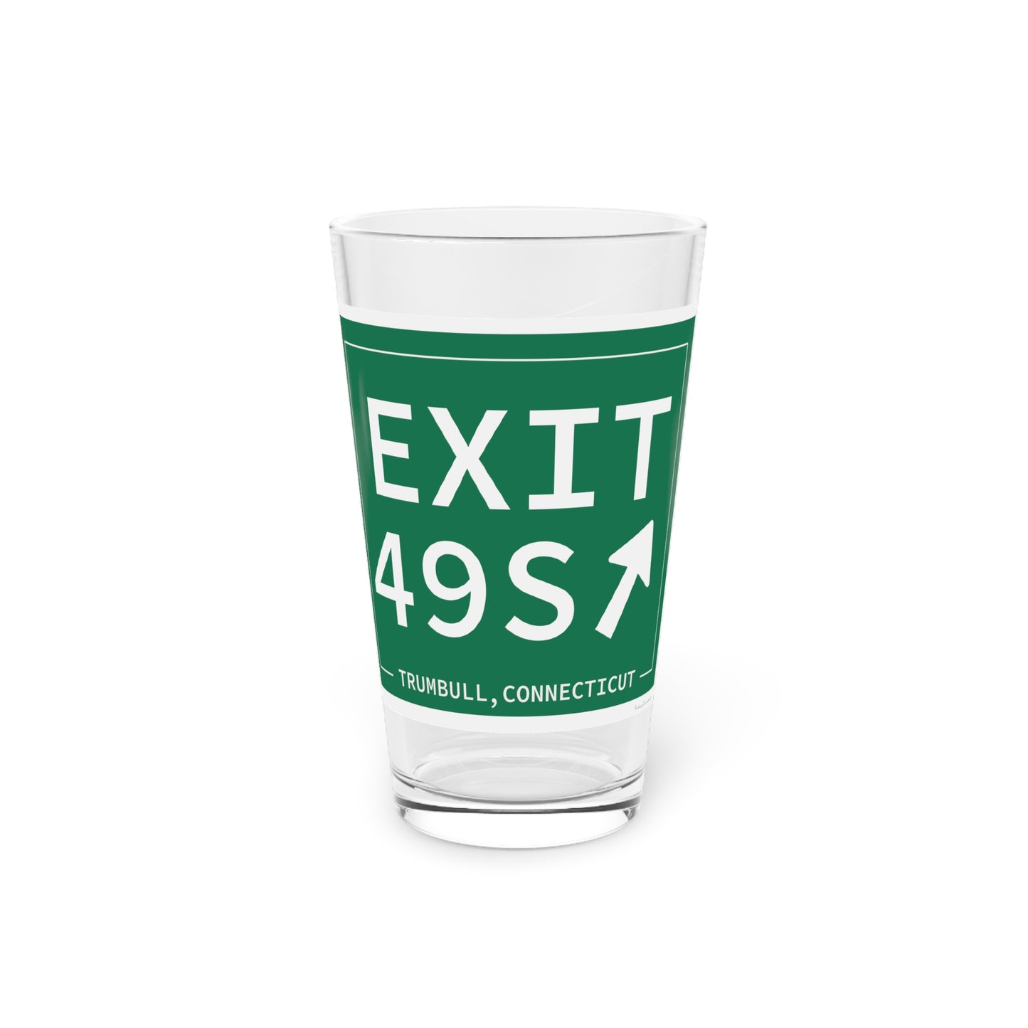 Vintage Exit 49S  Merritt Parkway Sign Pint Glass, 16oz