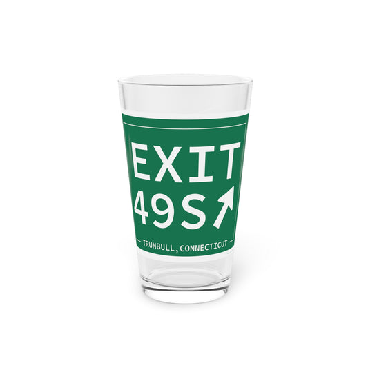 Vintage Exit 49S  Merritt Parkway Sign Pint Glass, 16oz