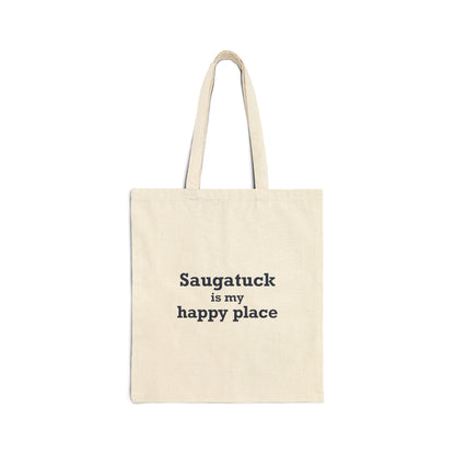 Saugatuck Is My Happy Place Cotton Canvas Tote Bag