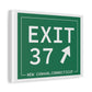 Vintage Exit 37 Merritt Parkway Sign Matte Canvas, Stretched, 1.25"
