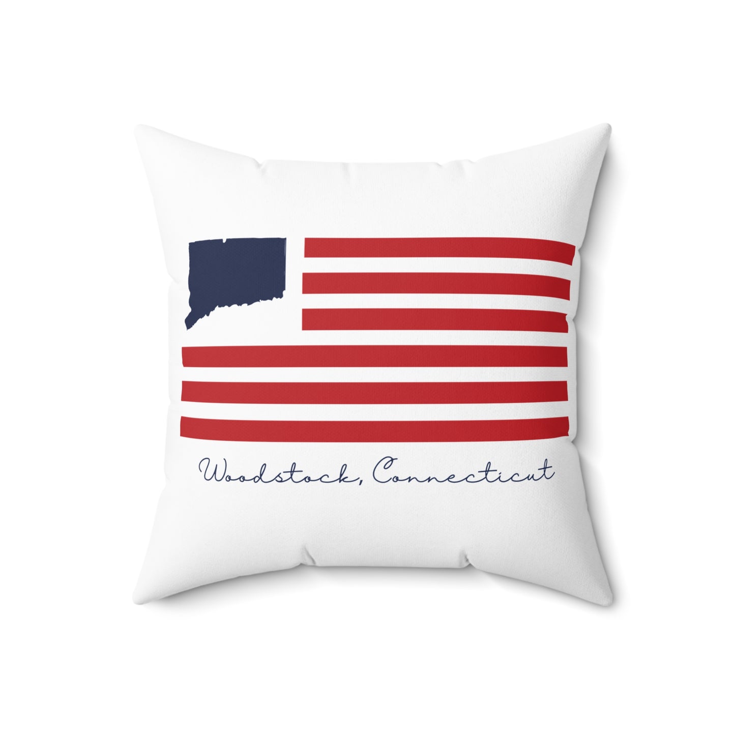 Woodstock Connecticut Flag Spun Polyester Square Pillow