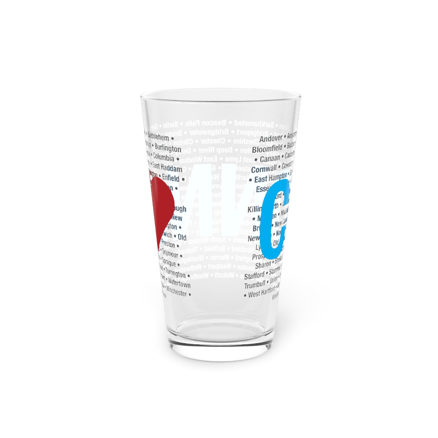 Connecticut Love Pint Glass, 16oz