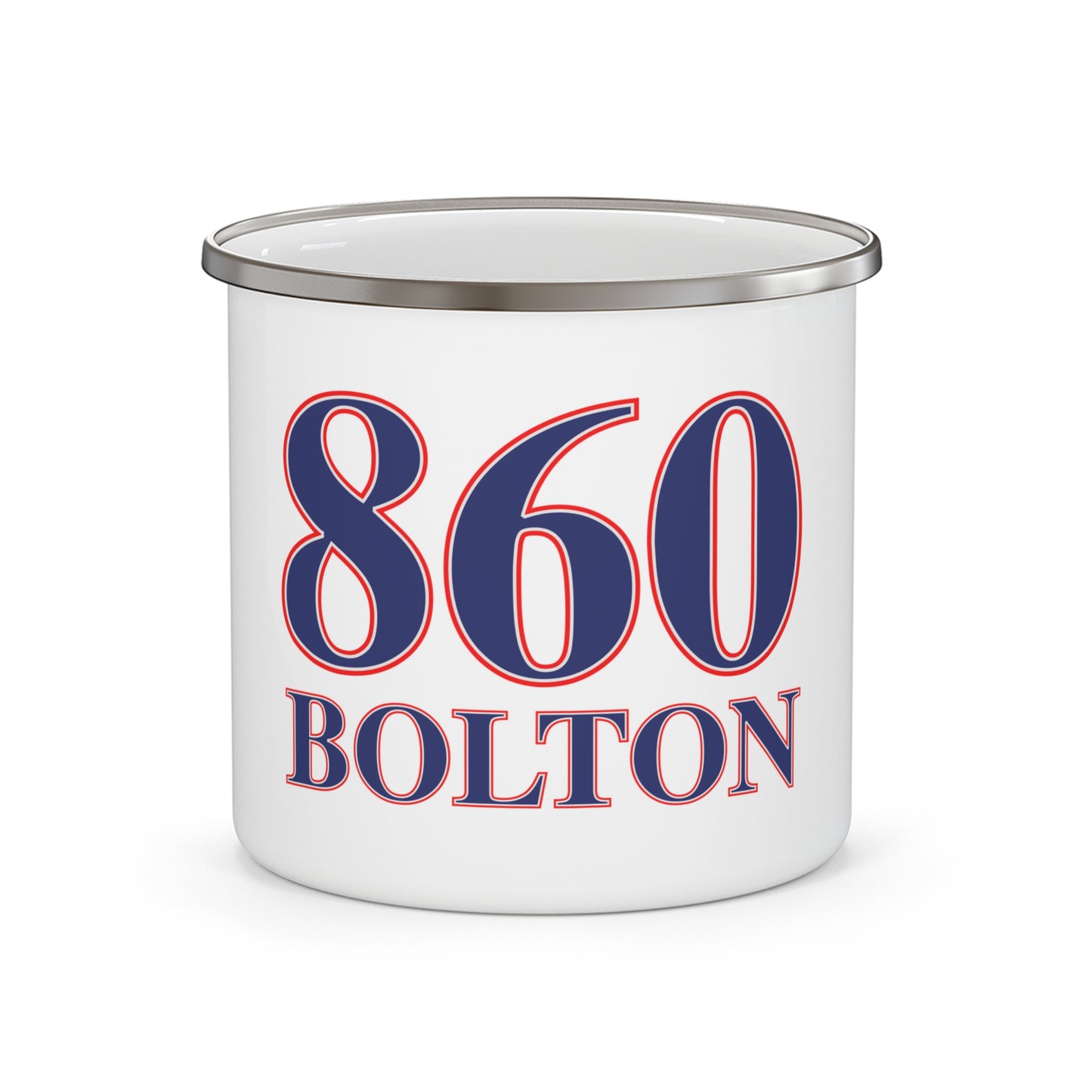 860 Bolton Red, White & Blue Enamel Camping Mug