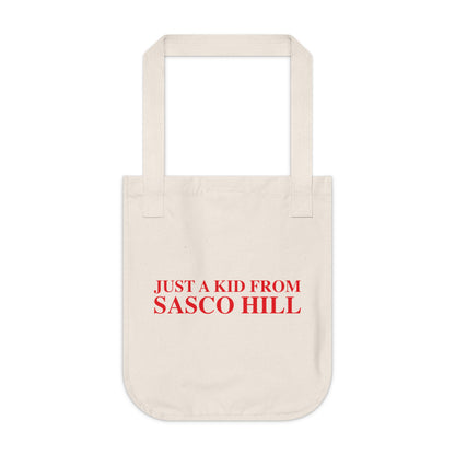 Just a kid from Sasco Hill Organic Canvas Tote Bag
