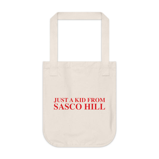 Just a kid from Sasco Hill Organic Canvas Tote Bag