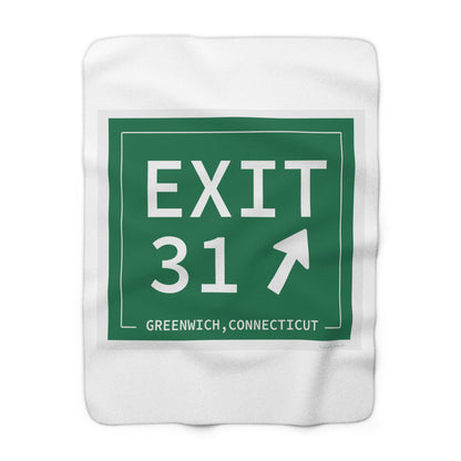 Vintage Exit 31 Merritt Parkway Sign Sherpa Fleece Blanket