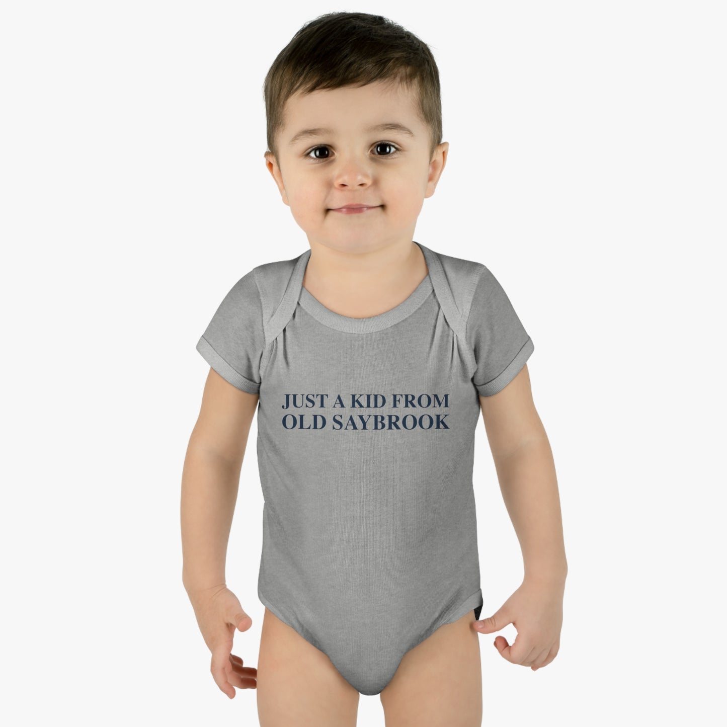 Just a kid from Old Saybrook Infant Baby Rib Bodysuit