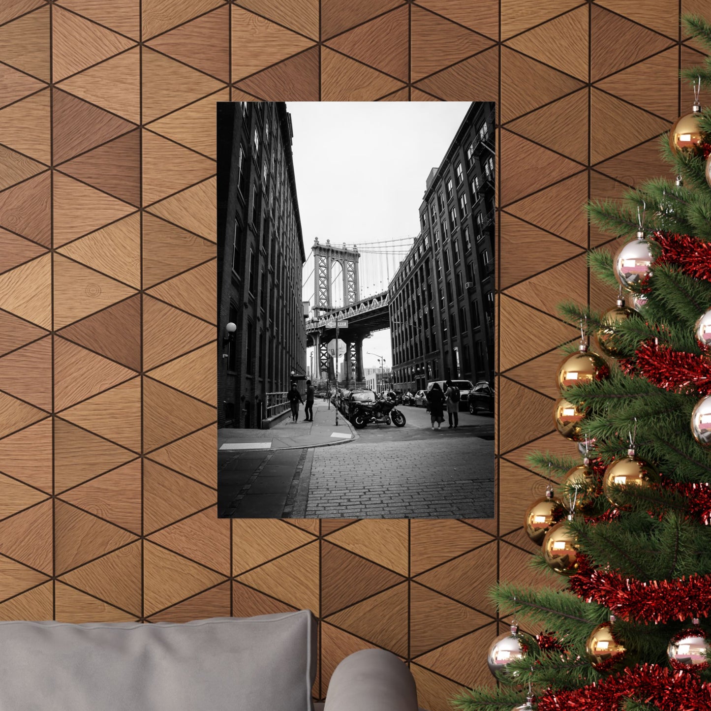 Manhattan Bridge Black and White Matte Vertical Posters