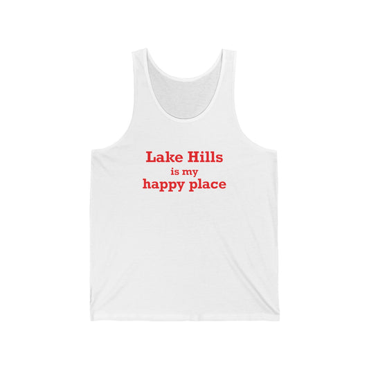 Lake Hills is My Happy Place Unisex Jersey Tank Top